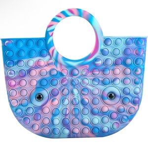 Blue, Pink & Purple Tie-Dye Pop It Silicone Tote Bag‎